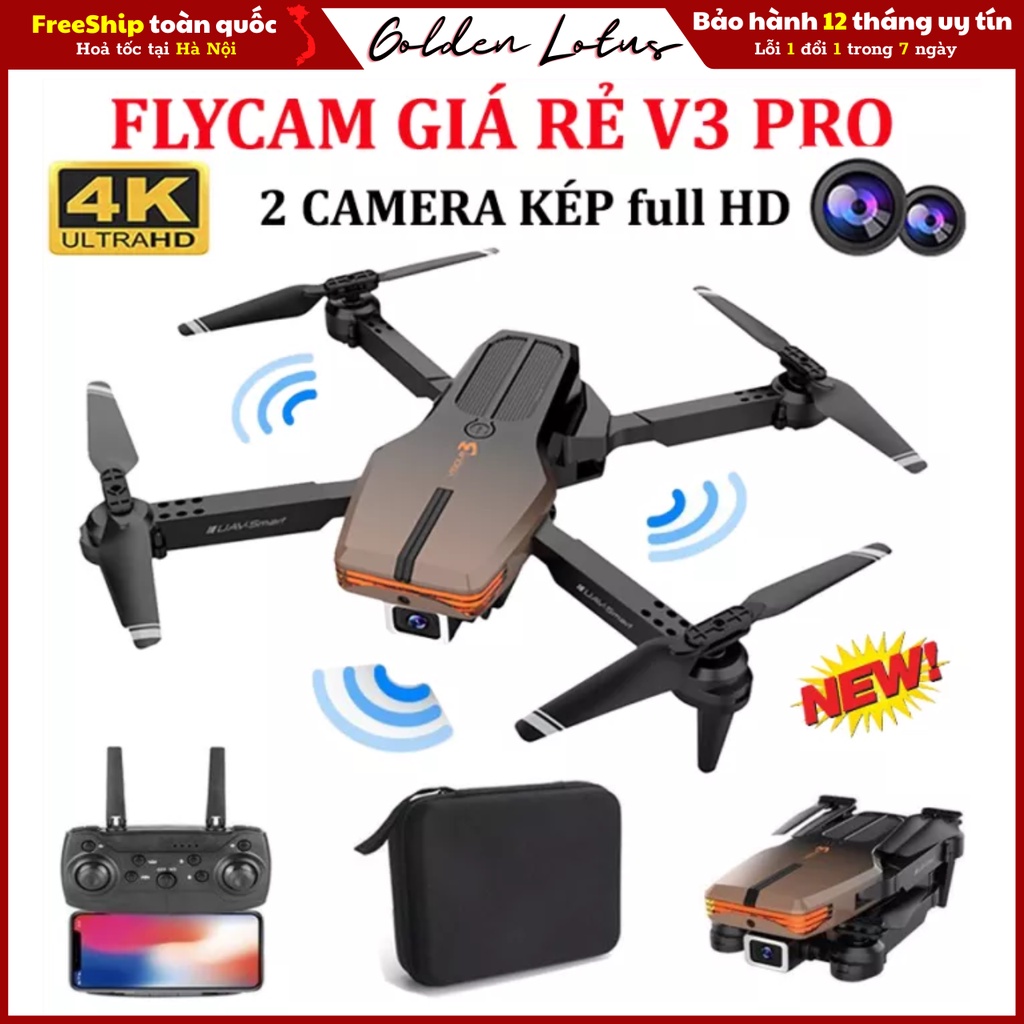 Flycam giá rẻ Flycam V3 mini có camera 4K, động cơ không chổi than bay cực kì ổn định, cảm biến 3 chiều chống va chạm