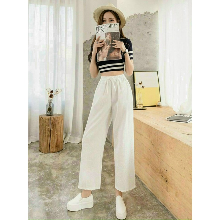 Quần Nữ Ống Suông Chất Đũi Mát 3 Màu Có Dây Rút Eo Form Rộng Mặc Đẹp Phù Hợp Mọi Nơi NEW UNISEX