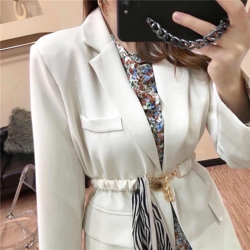 (Ảnh Thật) A888 Áo blazer kèm khăn và đai lưng thời trang Quảng Châu giá rẻ xịn so cao cấp ⚡️Áo vest khoác blazer