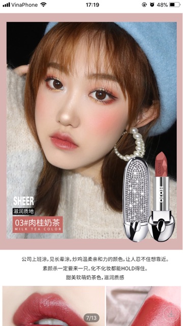 Son lì Hojo đính hạt lấp lánh có gương soi kiểu mới Sang chảnh và mềm mịn | BigBuy360 - bigbuy360.vn