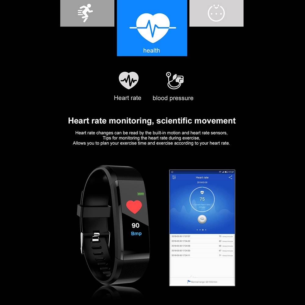 Spot Smart Bracelet Id115 Plus Đồng hồ thông minh Màu sắc Màn hình thể thao Pedometer Xem Smartband Fitness Tracker Bluetooth Băng thông minh chống nước