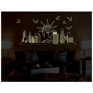 Decal dán tường thành phố dạ quang 1 BINBIN PK94 (Có sẵn keo)