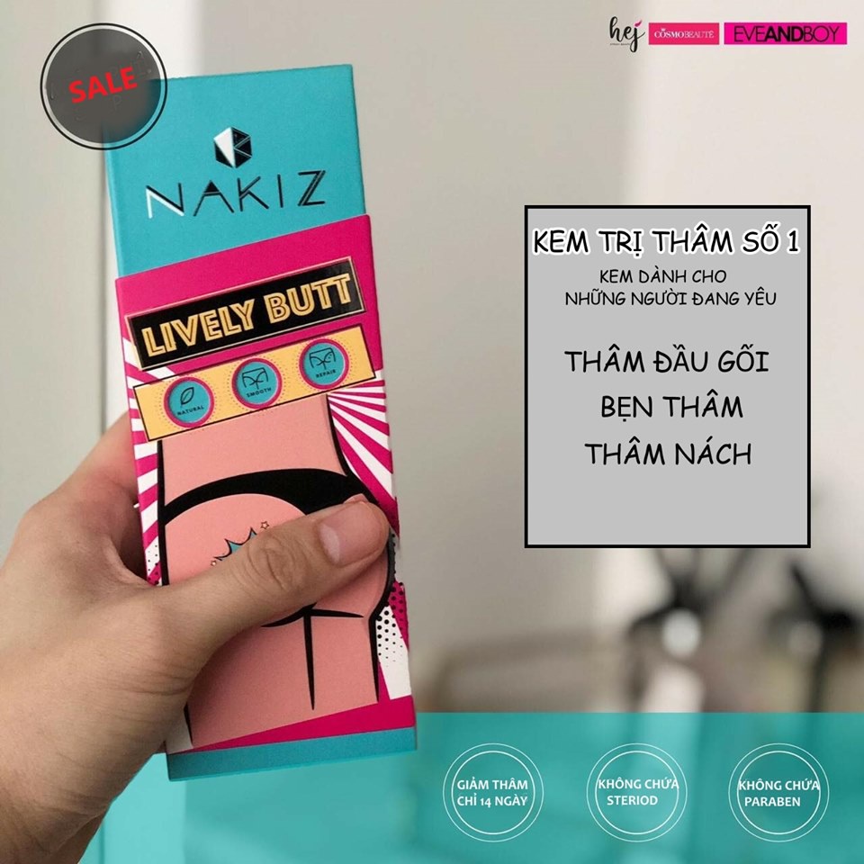 Kem Nakiz Lively Butt - Thoa thâm, mụn Mông, Bẹn, Nách, Lưng, Nhũ hoa, Cùi chỏ, Đầu gối - Nhập khẩu Thái Lan có tem phụ | BigBuy360 - bigbuy360.vn