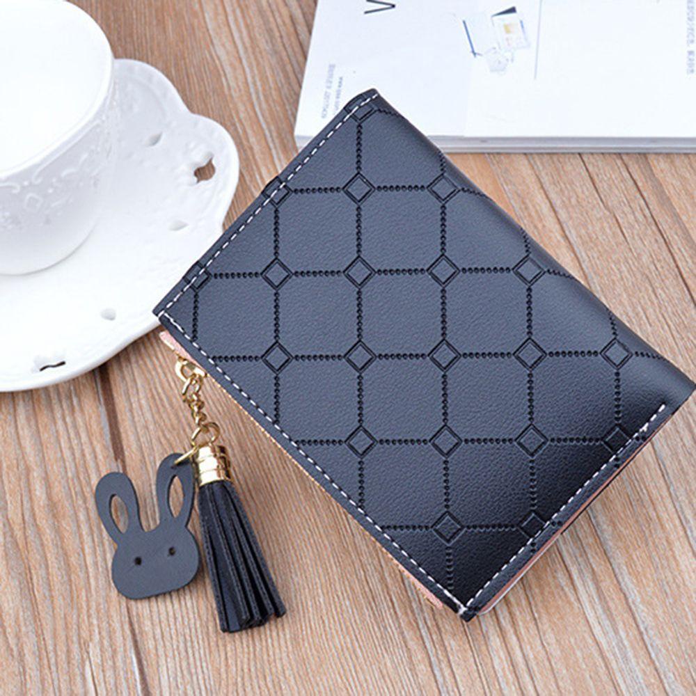 SOMEDAYZL Ví Nữ Ngắn Họa Tiết Ca Rô Xinh Xắn Giá Đỡ