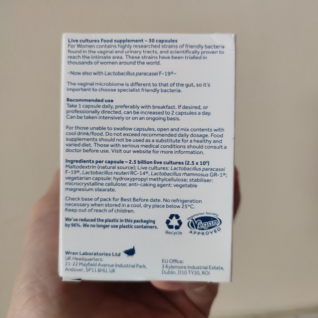 Men vi sinh Optibac tím Optibac Probiotics For Women, Hàng chuẩn UK Anh Quốc (30v và 90v