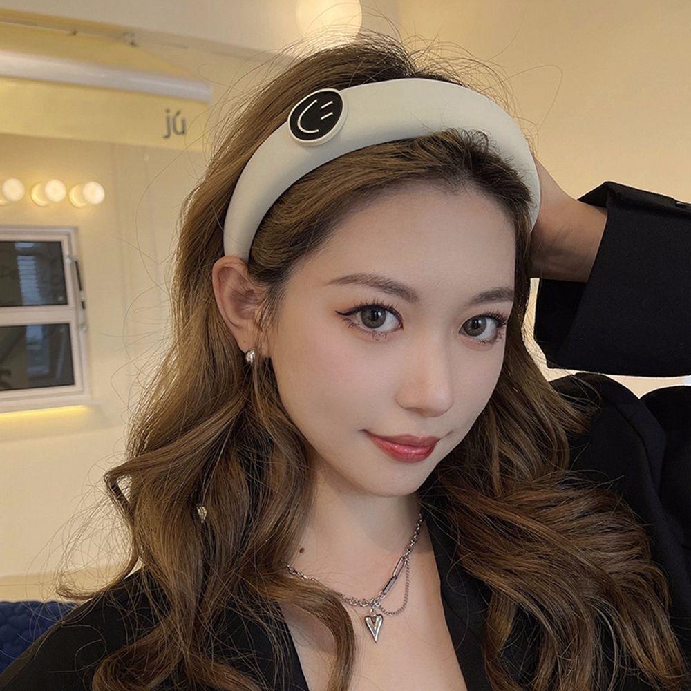 Băng Đô Cài Tóc Bằng Xốp Resin Dày Rửa Mặt Hình Mặt Cười Dễ Thương Cho Bạn Gái