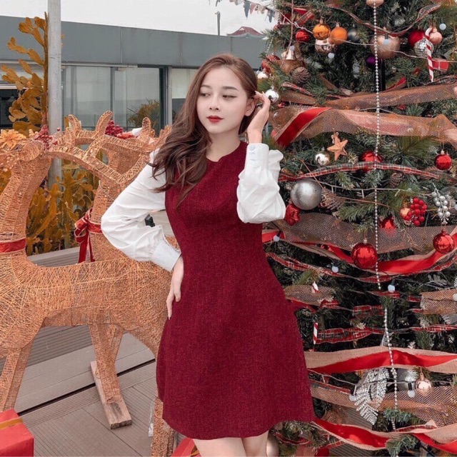 [Mã SKAMSALEP6 giảm 10% tối đa 100K đơn 150K] ĐẦM ĐỎ TAY TRẮNG