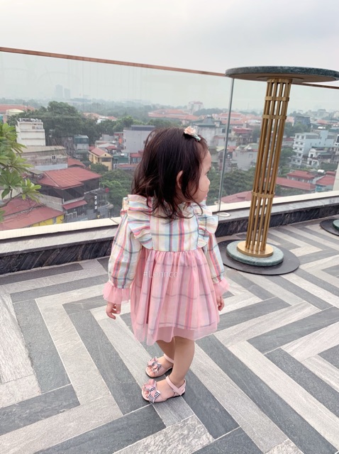 Váy kẻ tutu hồng Lennco