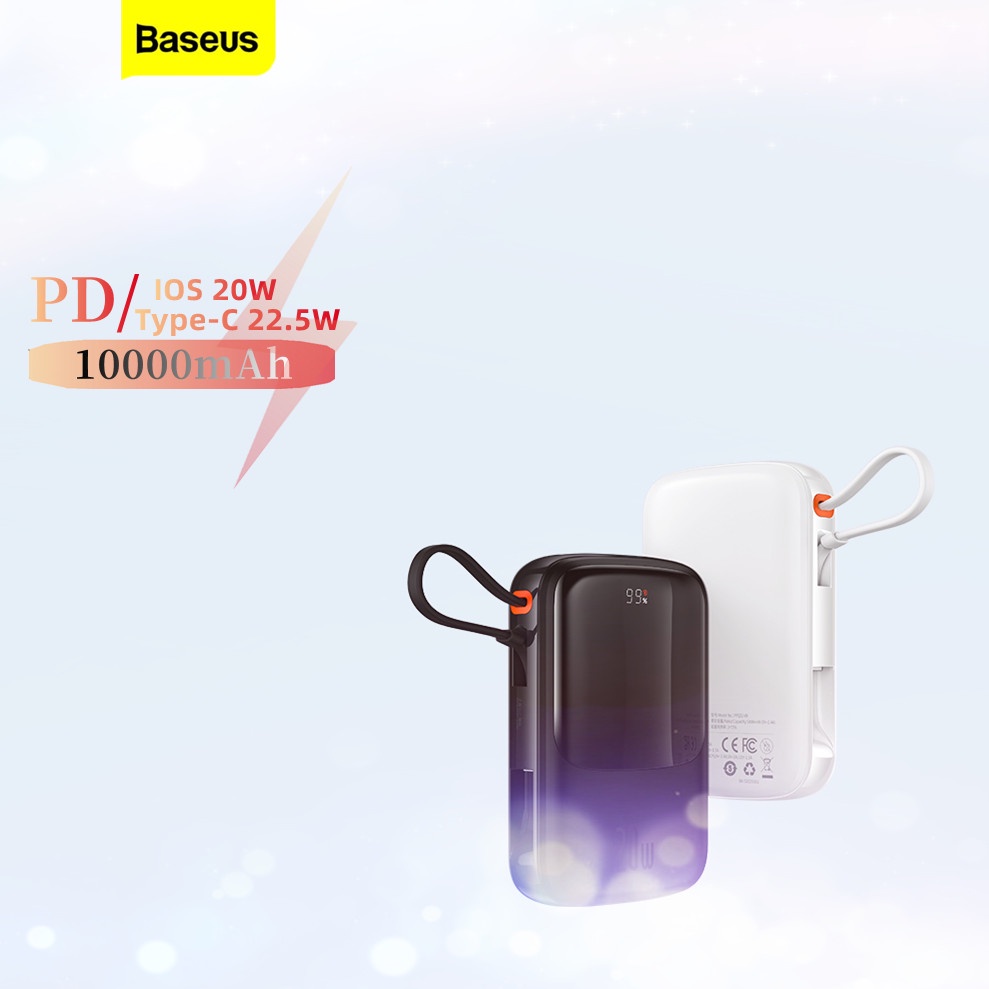 Sạc Dự Phòng Baseus 10000mAh 2.4A 20W/22.5W Tích Hợp Màn Hình Kỹ Thuật Số Cho IOS/Type-C