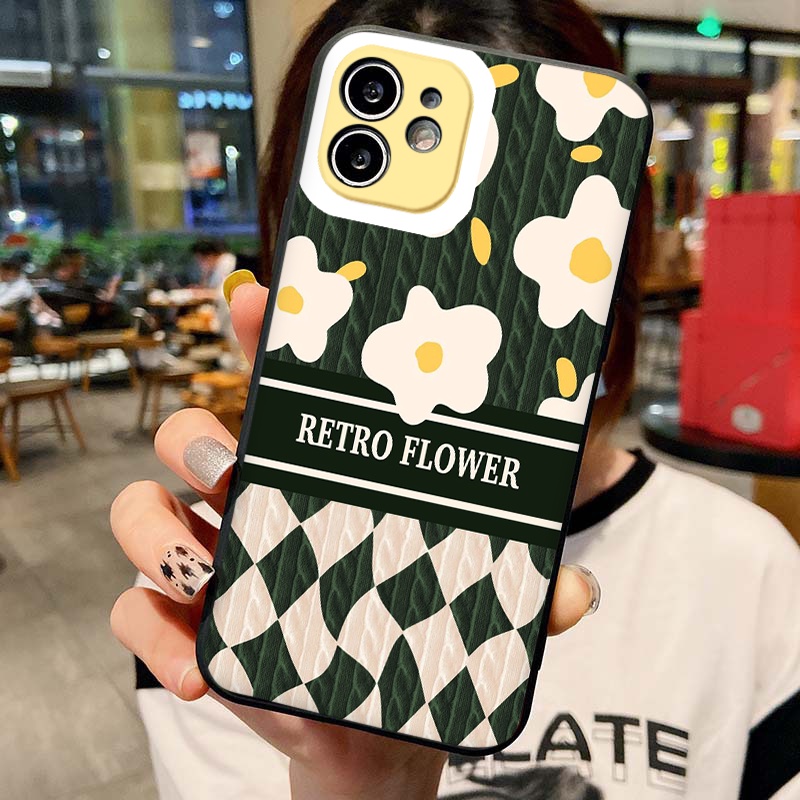 Ốp lưng Iphone kẻ caro phong cách Vintage độc đáo Caro flower cho IPHONE 13 12 11 PRO MAX X XS MAX 8 7 6 6S PLUS SE 2020