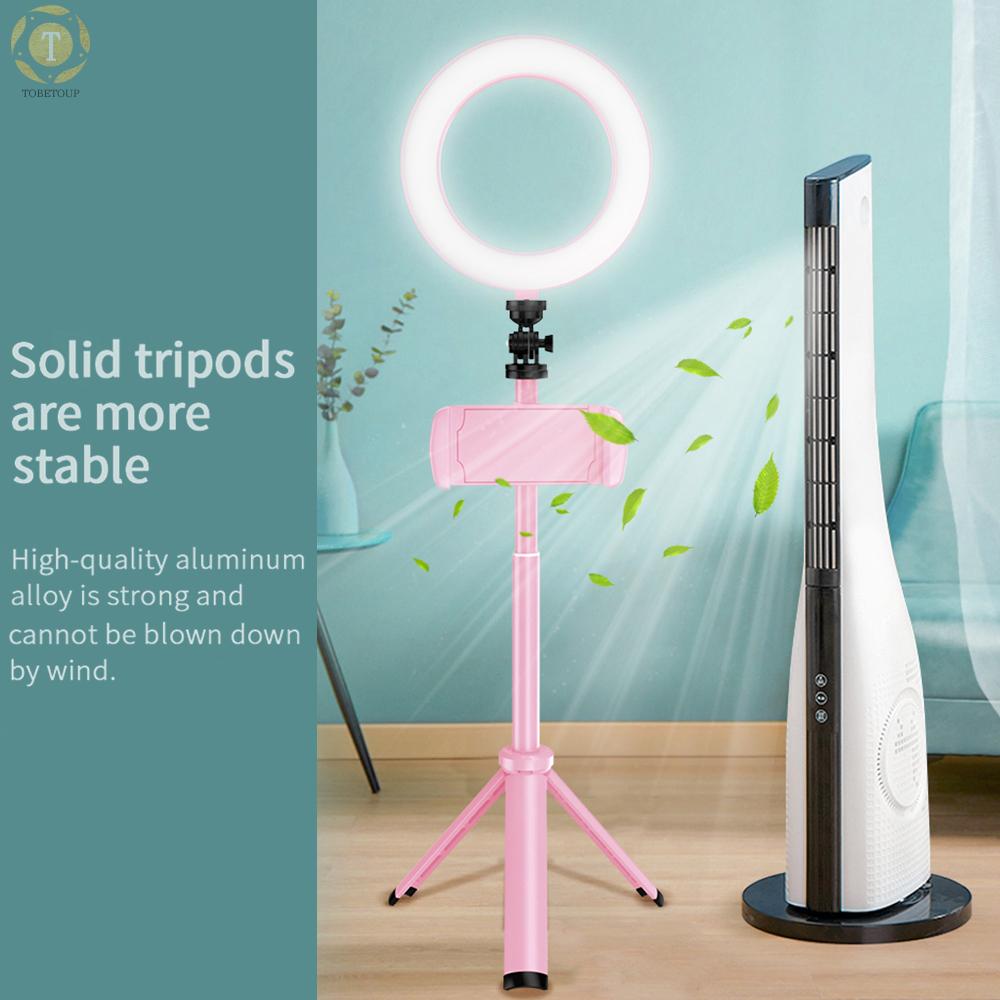 Shipped within 12 hours】 6 Inch Mini Smartphone Selfie Ring Light LED Beauty Light 3 Lighting Modes Dimmable with Tripod Selfie Stick Phone Holder for Live Streaming Online Video Makeup Selfie Photography Lamp [TO]