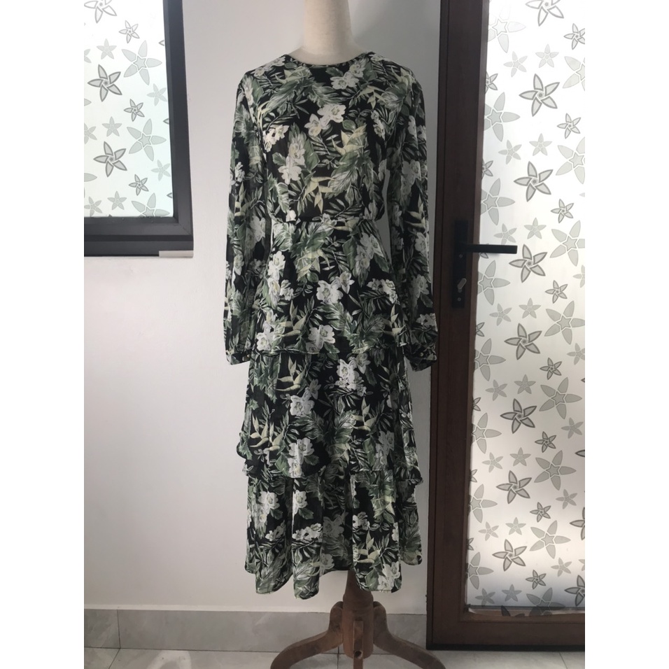 XẢ - Váy maxi hoa 3 tầng dài tay, đầm maxi sang chảnh chuẩn fom dáng, chất voan mềm mịn