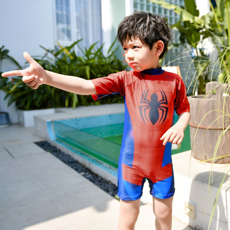 Đồ bơi bé trai in hình Người nhện, hình Captain bộ đồ bơi size đại 15kg tới 40kg