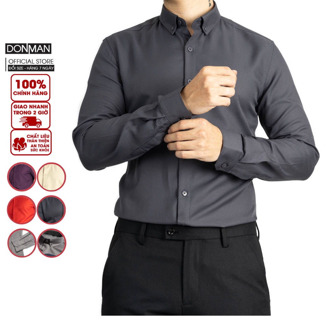 Áo sơ mi nam DONMAN với chất liệu cotton spandex trơn thương hiệu DONMAN dày dặn thấm hút mồ hôi cảm giác thoải ASM2