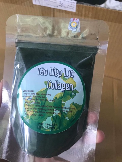 [954]   Tảo Diệp Lục Collagen 100gr ( Bột tảo xoắn đắp mặt HandMade).