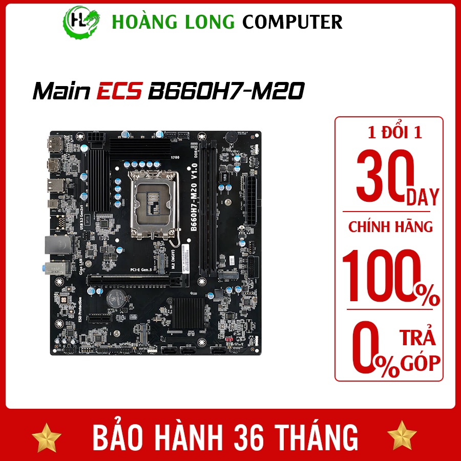 Mainboard ECS B660 H7 M20 Bo Mạch Chủ Có NVMe M2 Chính Hãng Bảo Hành 36 Tháng Hoàng Long Computer