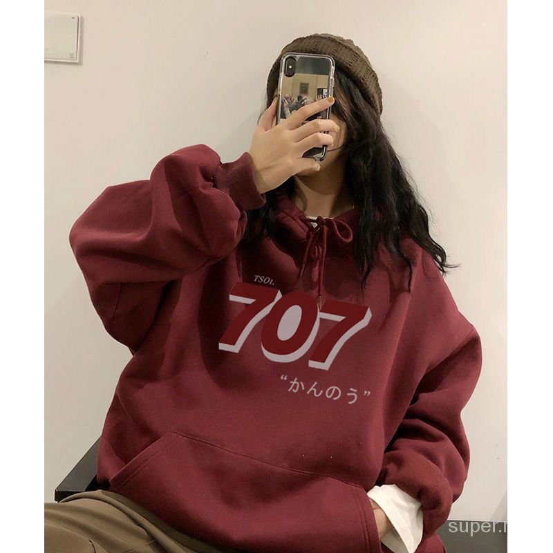 Áo Hoodie Dáng Rộng Vải Mỏng Phong Cách Harajuku Cho Nữ