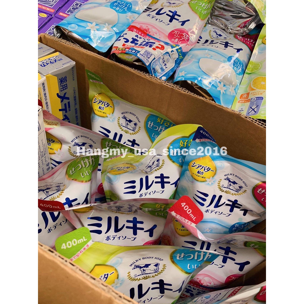 Sữa tắm CON BÒ Nhật KHÔNG NHỜN Milky Body Soap Kyoshinsha 400ml DƯỠNG ẨM Loại bịch TIẾT KIỆM