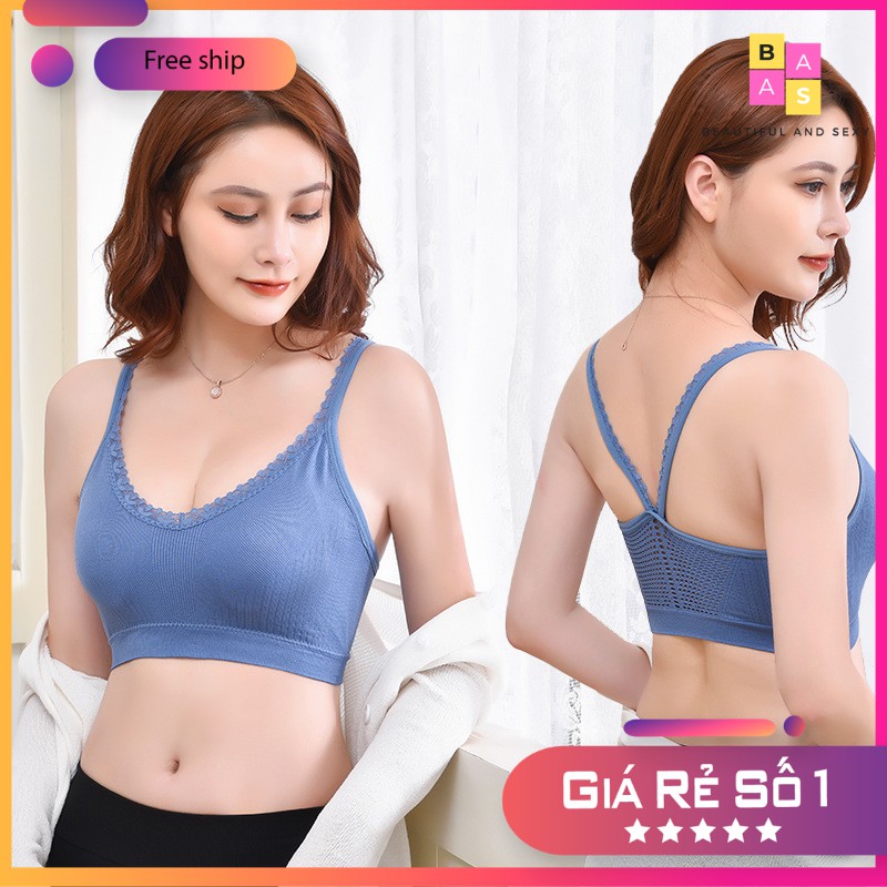 Áo bra phối ren, áo bra nữ croptop, áo tập Gym, Yoga BAS061