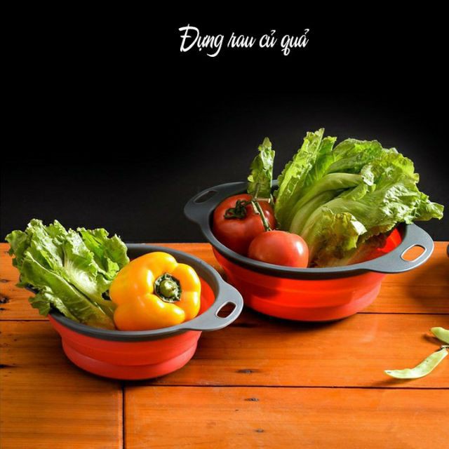 Bộ 2 rổ nhựa Silicon gấp gọn cực tiện lợi