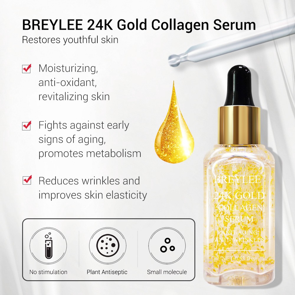 Set 2 Lọ Serum Breylee Chứa Tinh Chất Vàng 24K Giúp Làm Trắng Và Chống Lão Hóa Da