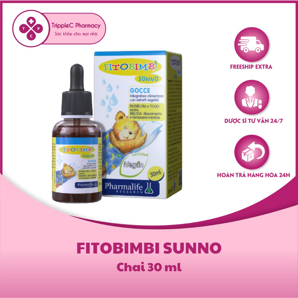 Siro Fitobimbi Sonno – Giúp bé ngủ ngon giấc, không giật mình, giảm tình trạng quấy khóc đêm (Chai 30ml)