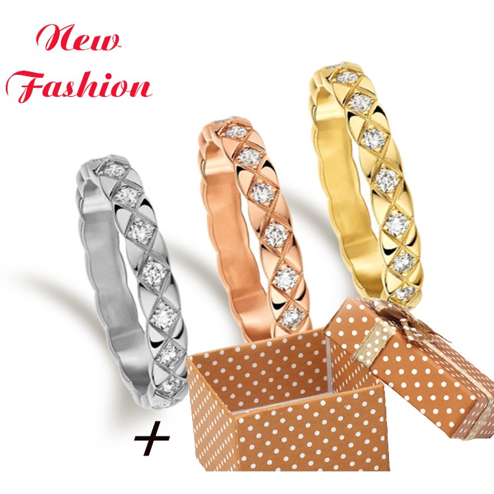 Nhẫn titan góc cắt hình kim cương đính đá siêu đẹp, bền màu, hợp thời trang - Tặng hộp đựng sinh xắn