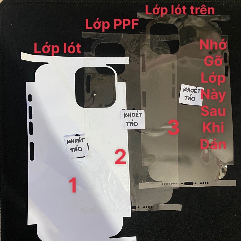 dán PPF Nhám 3 lớp loại xịn full lỗ loa cho lp 7p/8plus đến 14promax