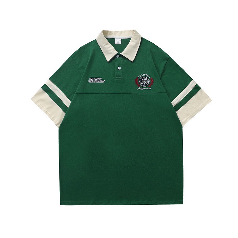 Áo Thun Polo Nam Nữ  Form Rộng Phối Cổ Thêu Ngực Vải Dày Mịn Thoáng Mát Thiết Kế Thời Trang Kiểu Dáng Năng Động