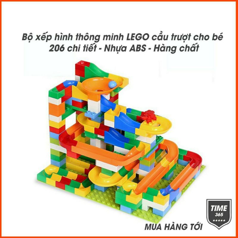 Bộ xếp hình 206 chi tiết cầu trượt cho bé thỏa sức sáng tạo (ảnh thật)