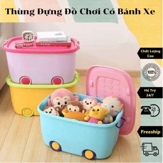 Thùng đựng đồ chơi có bánh xe loại to cho bé yêu tiện lợi gọn gàng