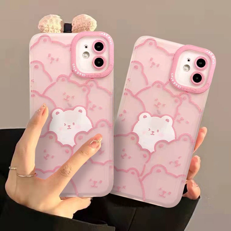 Ốp Điện Thoại In Hình Gấu Xinh Xắn Cho iPhone 11 12/13Promax Xs 8/7Plus