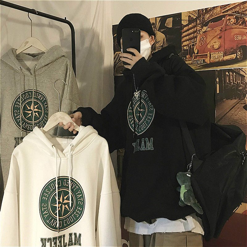 Áo hoodie dáng rộng trang trí chữ thời trang phong cách cho nam và nữ cỡ M-3XL