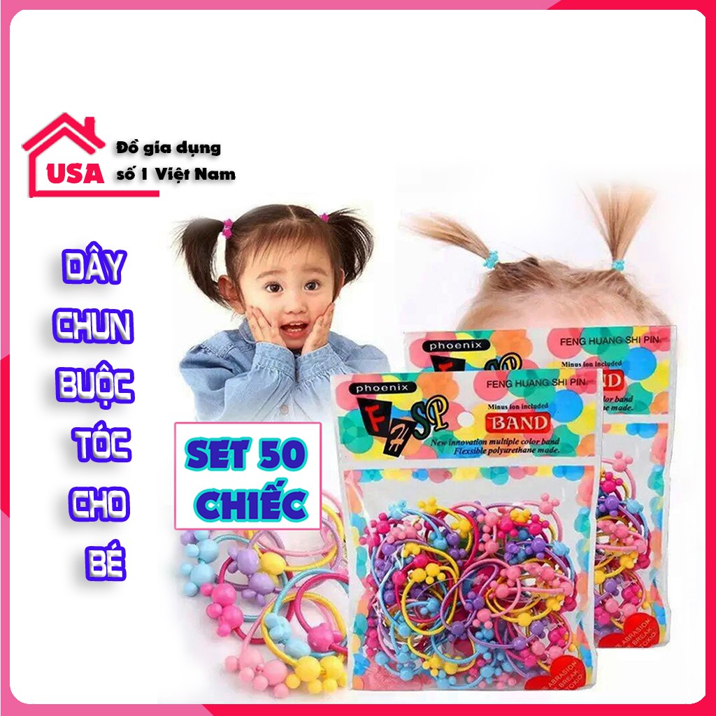 Dây chun buộc tóc đẹp cho bé- đồ cột tóc cute [set 50 chiếc]