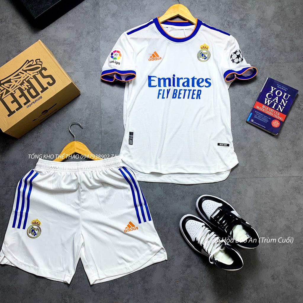 Set Bộ Thể Thao CLB Real Madrid Sân Nhà Màu Trắng Vải thái cao cấp -  Áo Đấu CLB Real Madrid cao cấp mùa 2021/2022