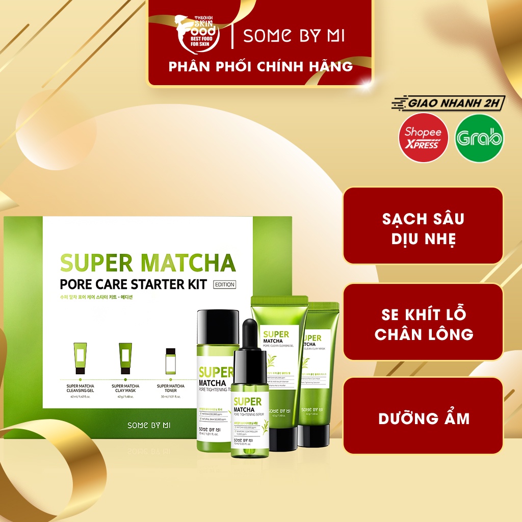 [4 items] Bộ Sản Phẩm Chăm Sóc Cải Thiện Làn Da Some By Mi Super Matcha Pore Care Starter Kit - Edition