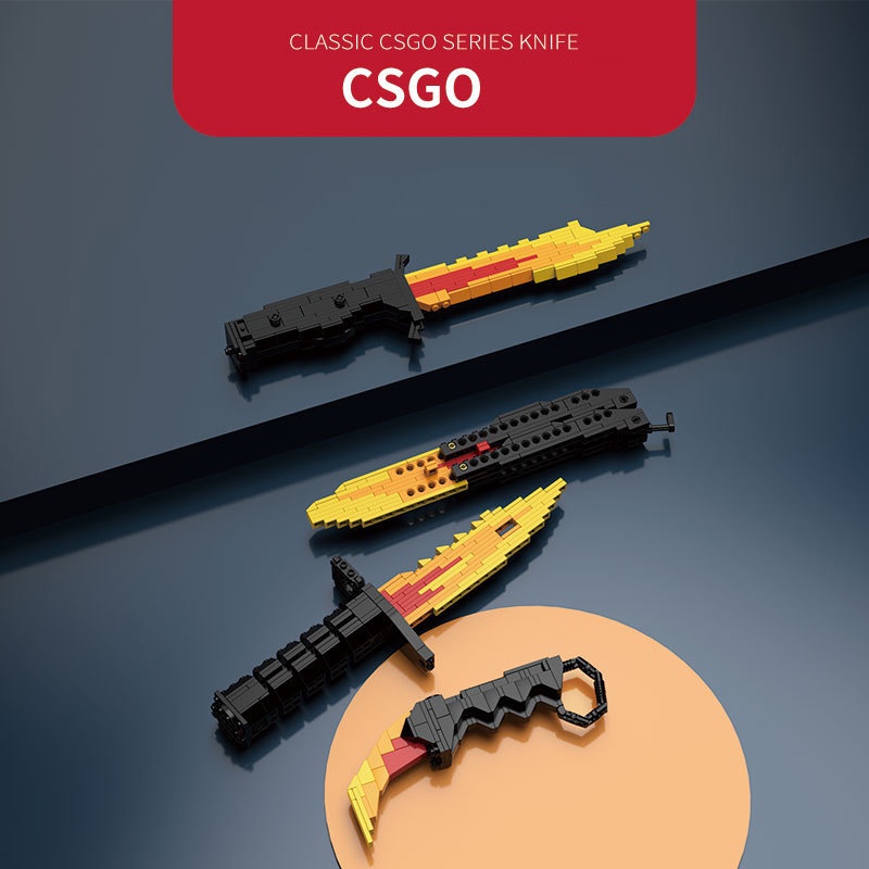 Đồ Chơi Lắp Ráp Kiểu LEGO Mô Hình Dao CSGO Classic Series Knife Flame Với 176+ Chi Tiết