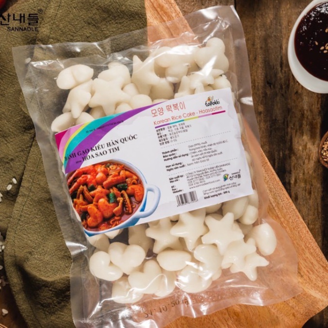 Bánh Gạo Tokbokki hình Sao Tim Hoa 500g/1kg