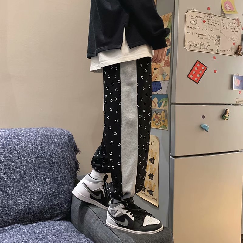quần ống rộng Lưng Thun In Hình Mặt Cười Phong Cách Nhật Bản Dành Cho Cả Nam Và Nữ | BigBuy360 - bigbuy360.vn