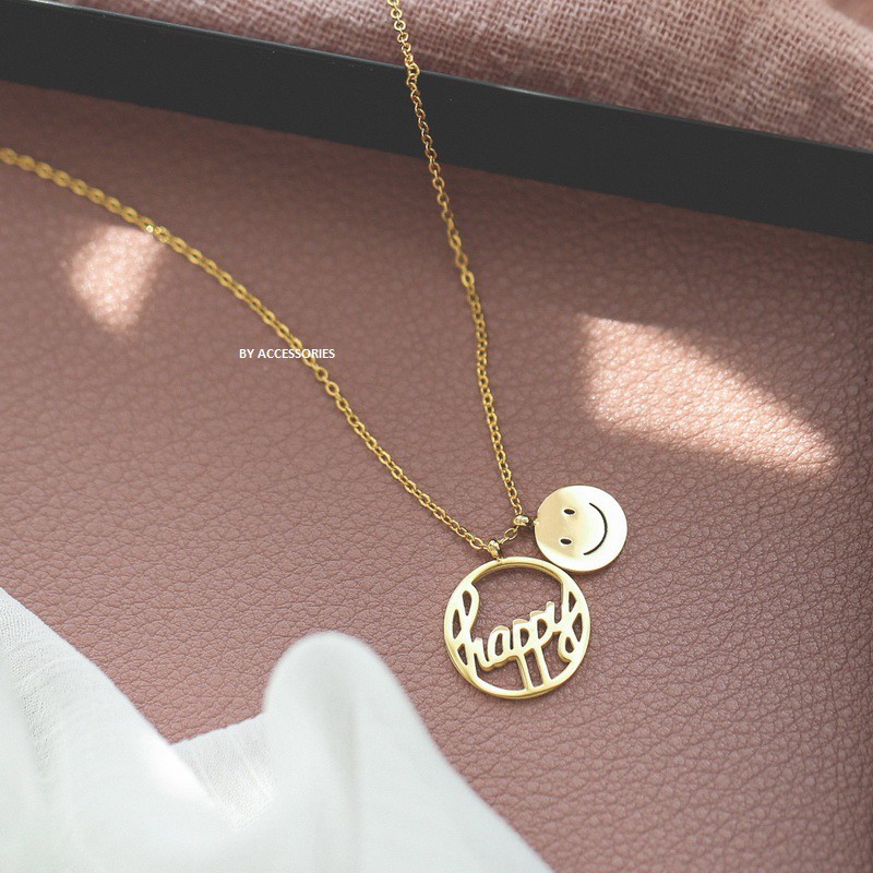 Dây chuyền titan mặt cười Happy không gỉ WN191003