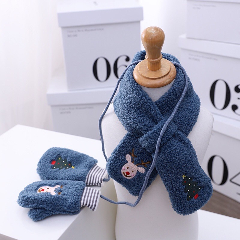 Set khăn quàng cổ và găng tay dành cho bé chất liệu len lông ấm áp mùa đông mã 21