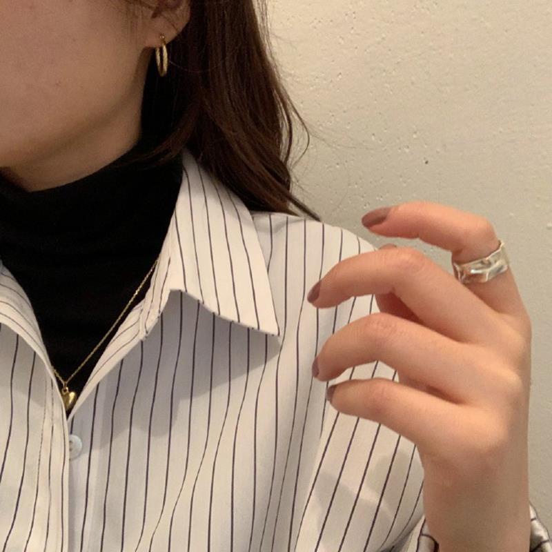 Áo Sơ Mi Trắng Tay Dài Kẻ Sọc Phong Cách Hàn Quốc Mới 2020