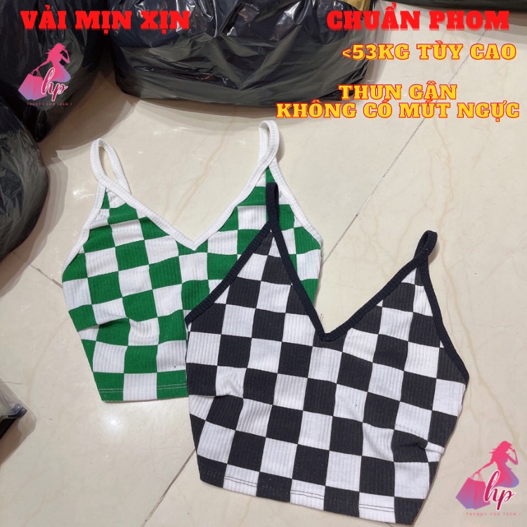 áo hai dây nữ croptop body chất thun gân caro kiểu hàn quốc thời trang tôn dáng sang chảnh alohashop91