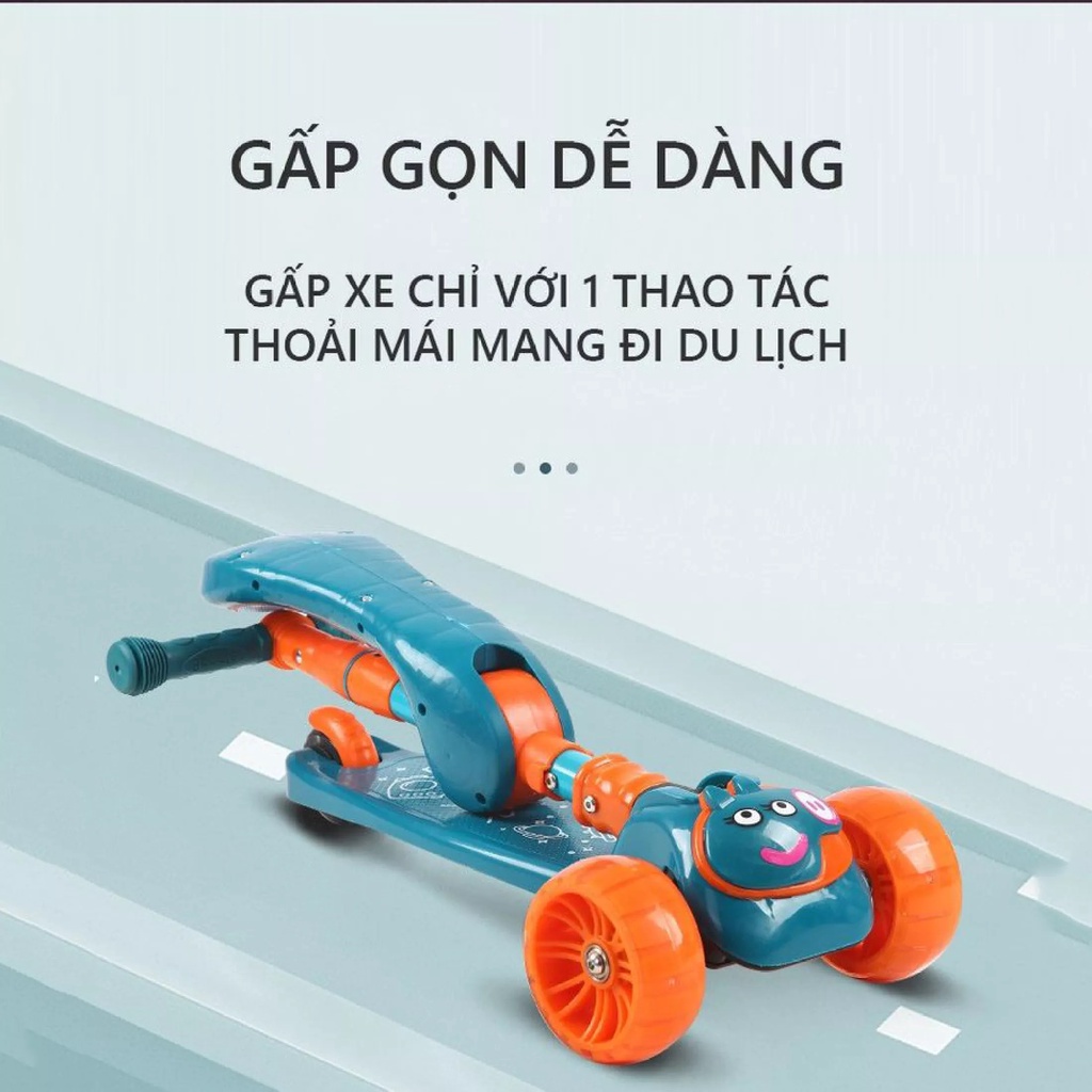Xe Trượt Scooter HEO PEPA - Bánh Phát Sáng Cho Bé Xe Trượt 3 Bánh, Đồ Chơi Hoạt Động Ngoài Trời Cho Bé, Tăng cường