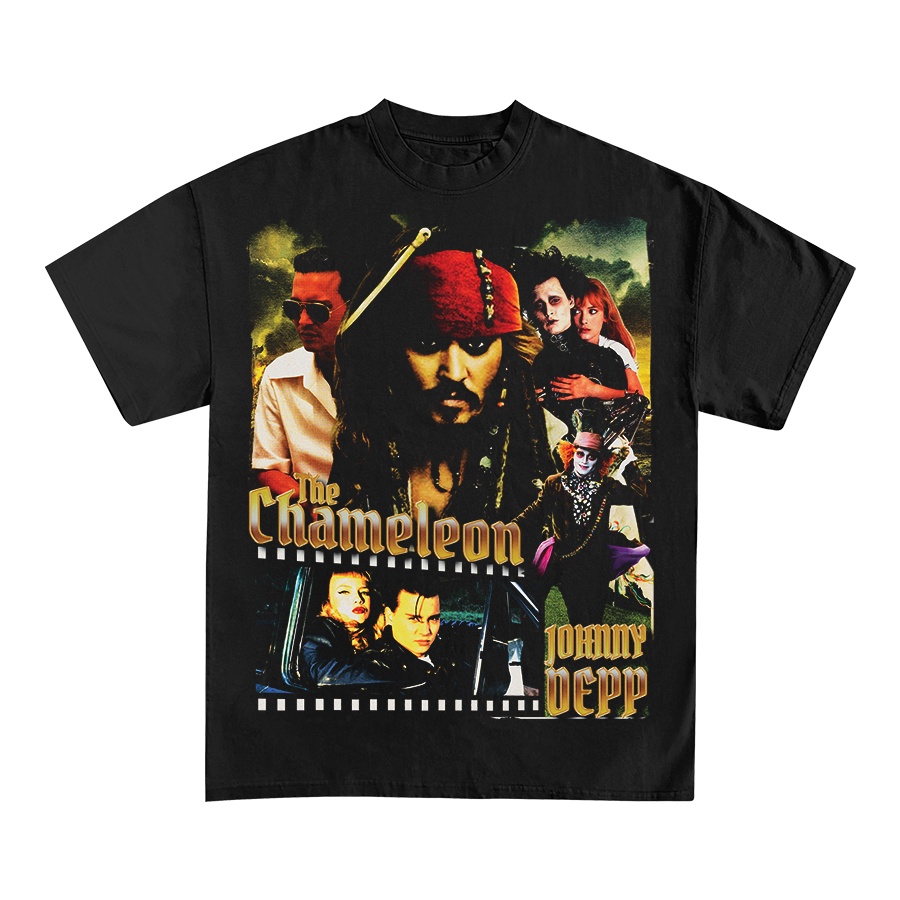 BLANK | Áo Thun Johnny Depp Tay Lỡ Unisex - Đen/Trắng Cổ Tròn