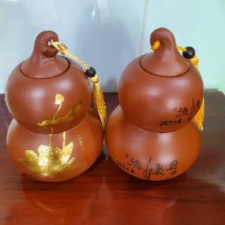 Hủ đựng trà hồ lô 2 ngăn đất tử sa