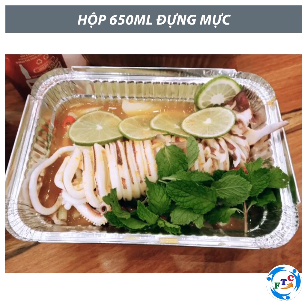 Khay nhôm FTC hộp nhôm 650ml có nắp chắc chắn hàng loại 1 MS190