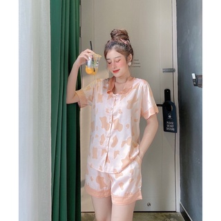 Đồ bộ pijama cổ sen bò sữa