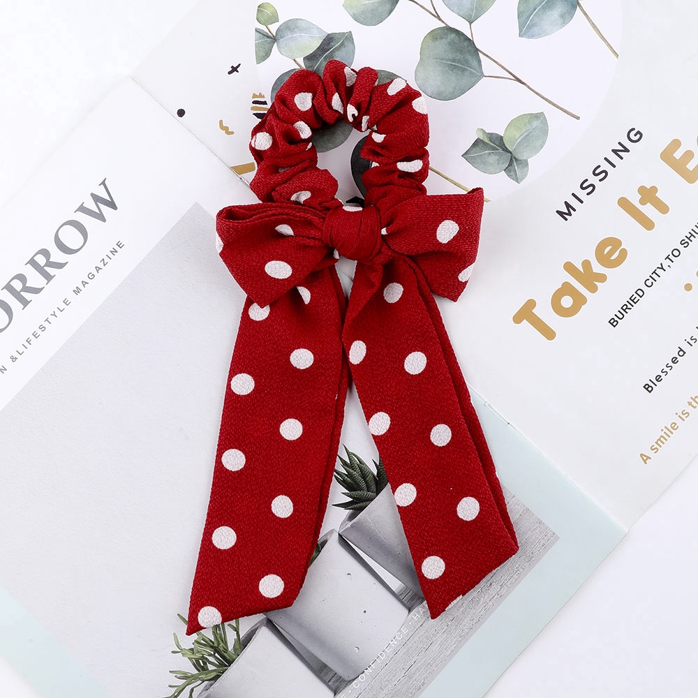 Dây Buộc Tóc Vải Chấm Bi Xinh Xắn Cho Nữ