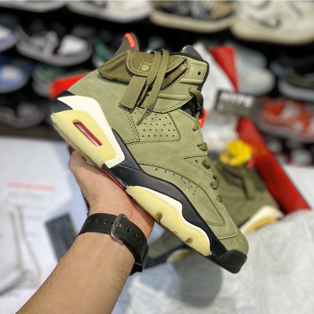 [ Hype Sneaker ] Giày sneaker hypebeast | giày bóng rổ : Jordan 6 Travis Scott màu xanh rêu | Bản high Quality .